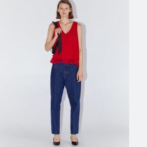 Zara Red Sleeveless Blouse